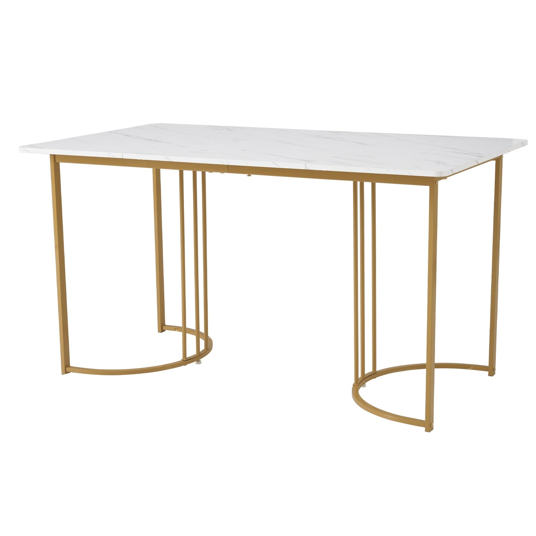 Dining Set 5-Piece 140x80cm Modern Table & 4 Chairs Dark Green Velvet White MDF Gold