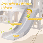 Bears Kids 6-in-1 Slide, one slide, two platforms, two floor cabinets, basketball hoop and stairs, high-density polyethylene