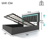 House Loft Bed 90x200cm with Slide, Stairs & LED, Pink Metal