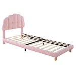 Upholstered Single Bed 90x200cm Wooden Slatted Frame - Imitation Fleece Pink