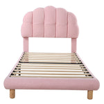 Upholstered Single Bed 90x200cm Wooden Slatted Frame - Imitation Fleece Pink