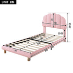 Upholstered Single Bed 90x200cm Wooden Slatted Frame - Imitation Fleece Pink