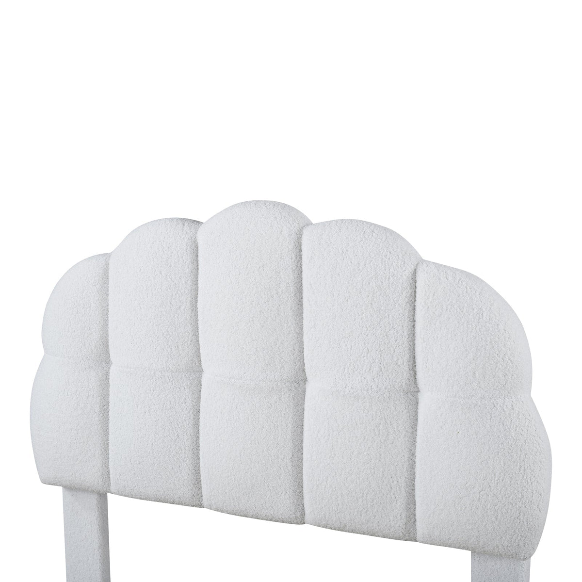 Upholstered Single Bed 90x200cm Wooden Slatted Frame Imitation Fleece White