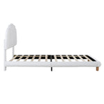 Upholstered Single Bed 90x200cm Wooden Slatted Frame Imitation Fleece White