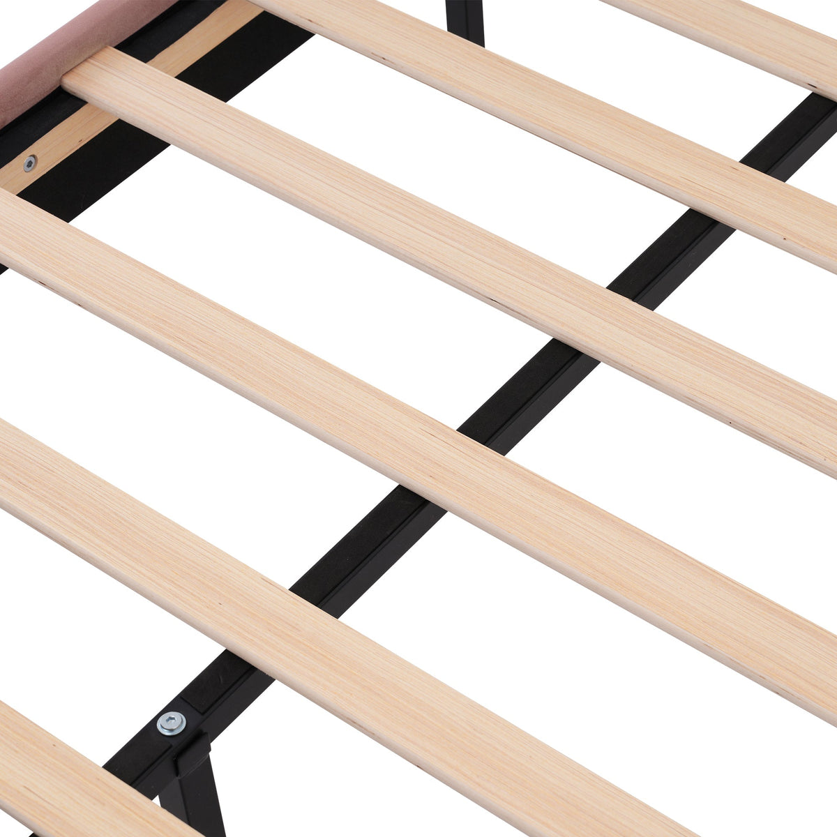 Upholstered bed LED single bed 90 x 190cm, bed frame with slatted frame and adjustable headboard, pink velvet