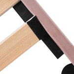Upholstered Bed, 140x200cm LED Double with Adjustable Headboard, Pink Velvet