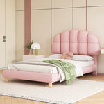 Upholstered Single Bed 90x200cm Wooden Slatted Frame - Imitation Fleece Pink