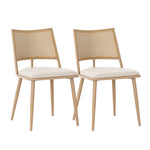 Dining Chairs Set of 6 with PU Seat and Rattan Backrest, Beige
