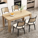Dining Chairs Set of 4 with PU Seat and Rattan Backrest, Black