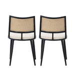 Dining Chairs Set of 4 with PU Seat and Rattan Backrest, Black