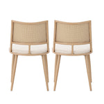 Dining Chairs Set of 4 PU Seat Rattan Backrest - Beige