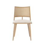 Dining Chairs Set of 6 with PU Seat and Rattan Backrest, Beige