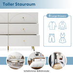 Chest of Drawers, 6-Drawer Sideboard Highboard, Cream-White