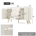 Chest of Drawers, 2 Doors, 3 Drawers, Adjustable Shelf, Cream-White