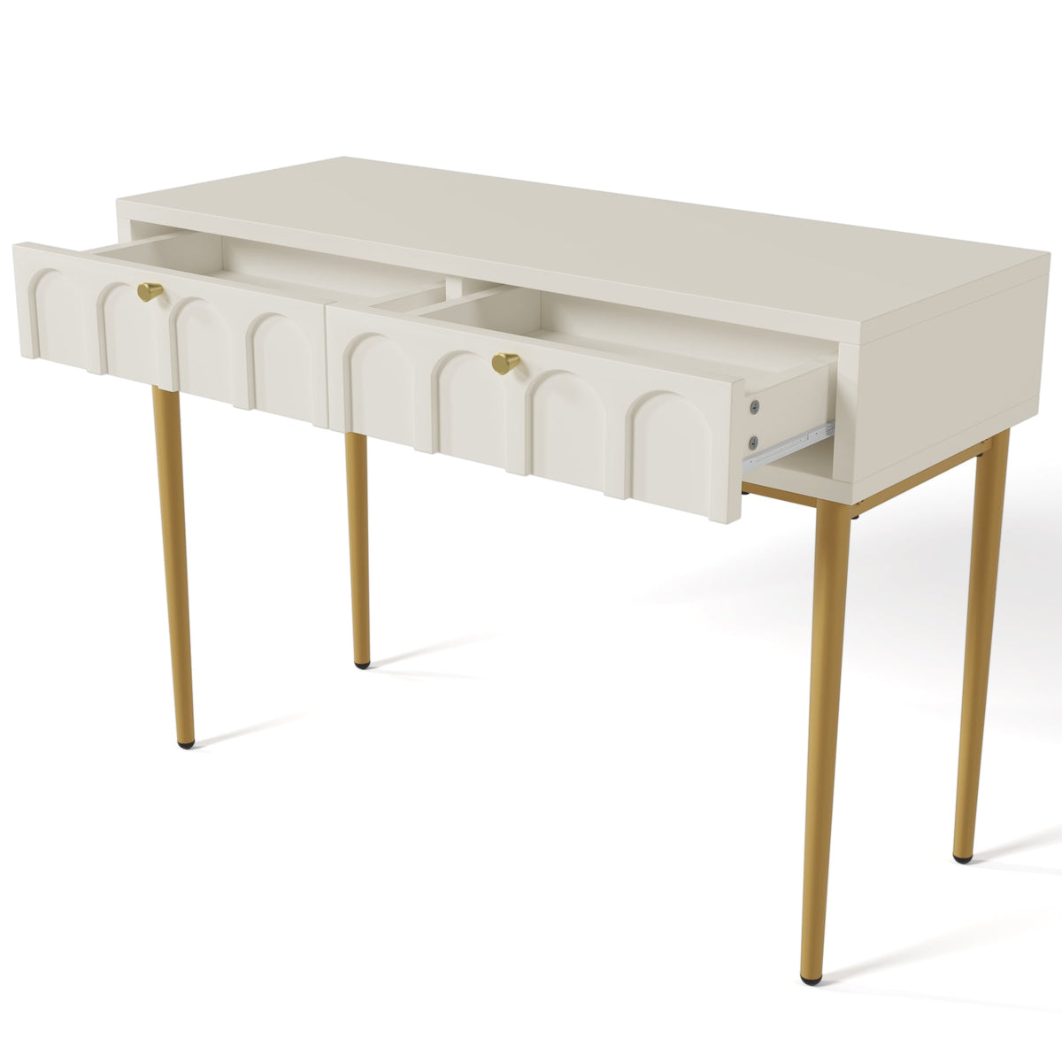 Dressing table 2 drawers 76.5cm height, chest of drawers cream-white