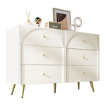 Chest of Drawers, 6-Drawer Sideboard Highboard, Cream-White