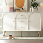 Chest of Drawers, 2 Doors, 3 Drawers, Adjustable Shelf, Cream-White
