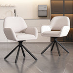 Swivel Dining Chair Set of 2 Sherpa Armrests - White