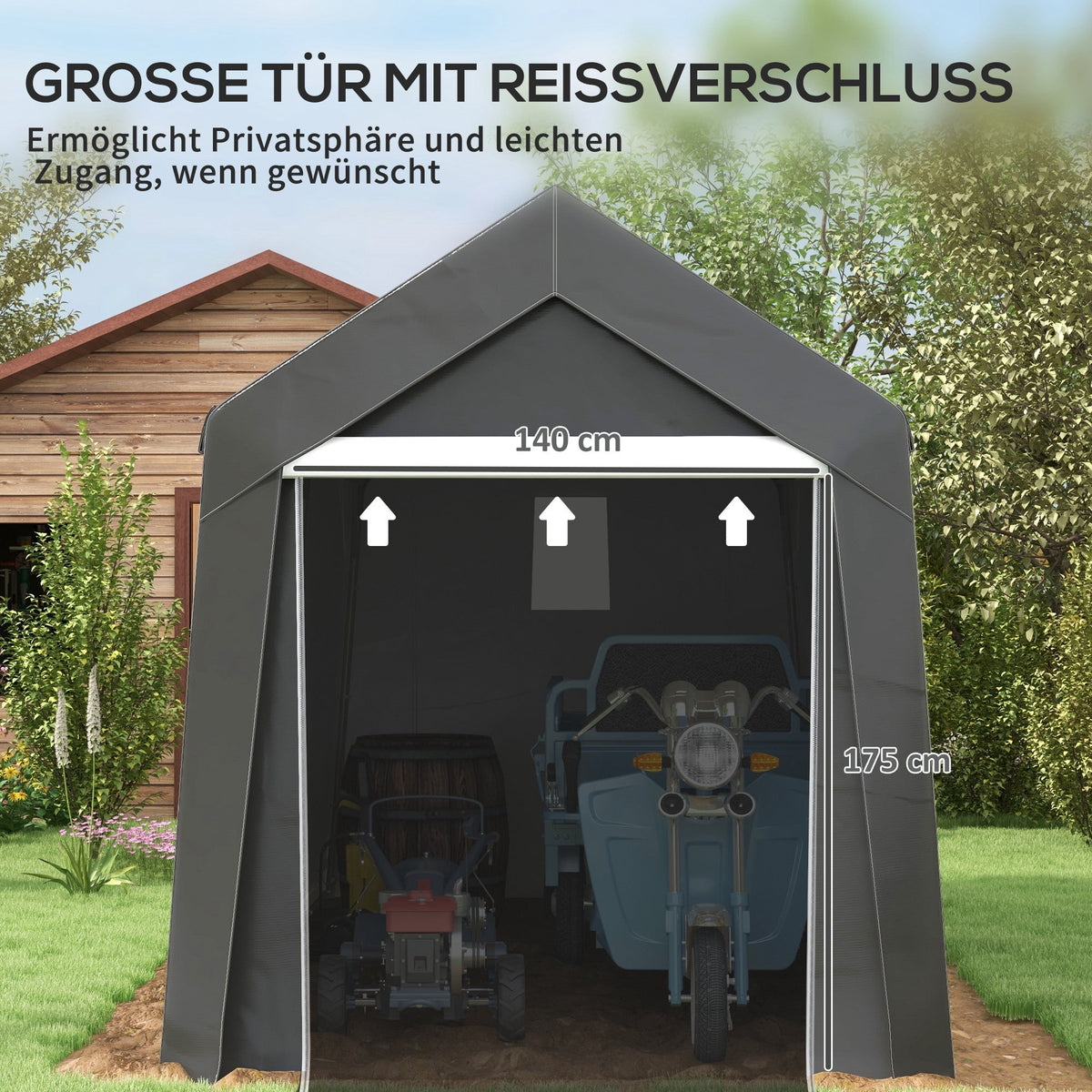 Garage Tent 2.1x3.6m Storage UV Protection Water-Repellent, Dark Grey