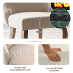 Dining Chair Set of 2 Button Tufted Nailhead Trim Curved Solid Wood Legs, Beige Velvet