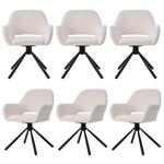 Dining Chairs, Set of 6 with Swivel and Handrails, White Sherpa Fabric