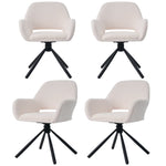 Dining Chair Swivel Set of 4 with Handrails - Sherpa White