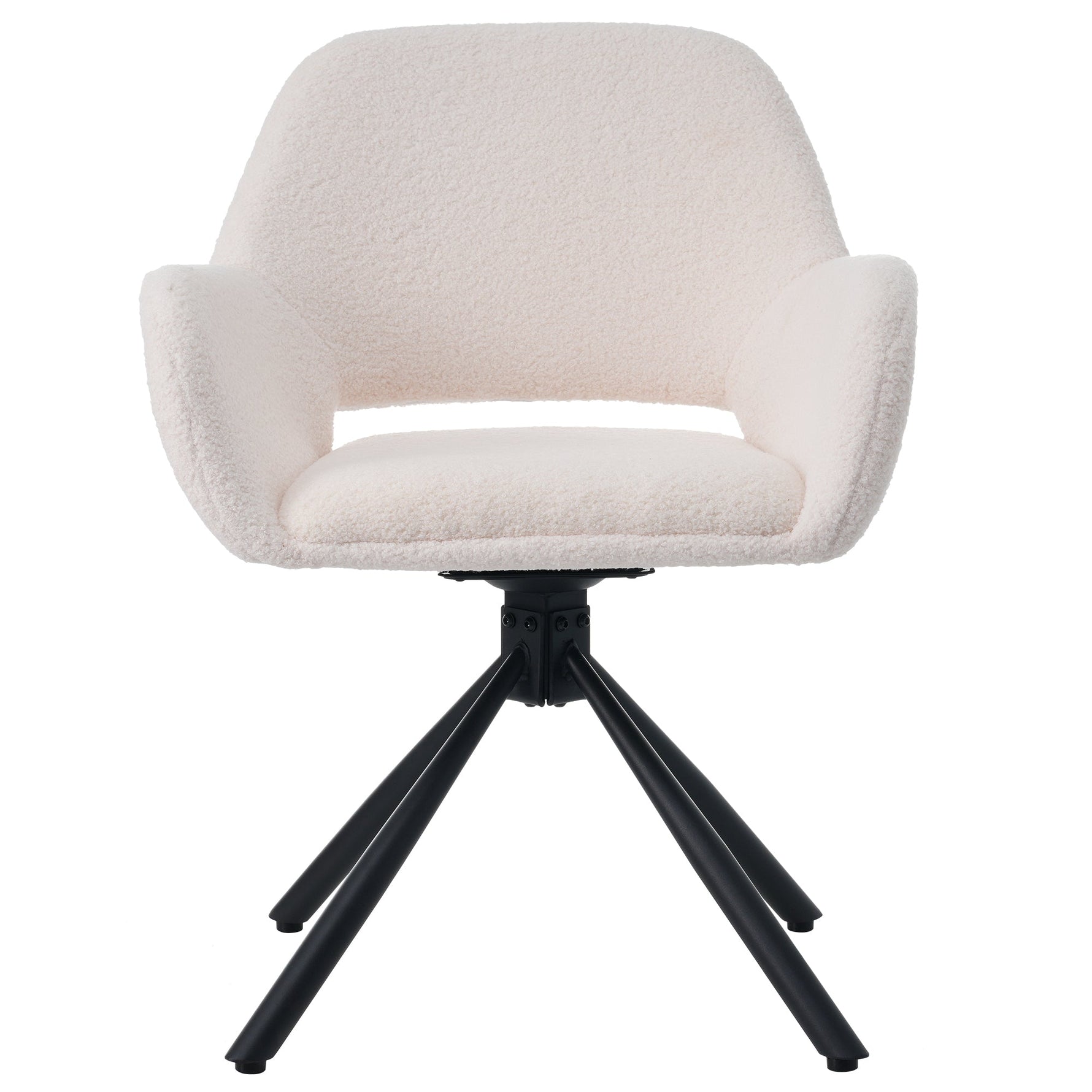 Swivel Dining Chair Set of 2 Sherpa Armrests - White