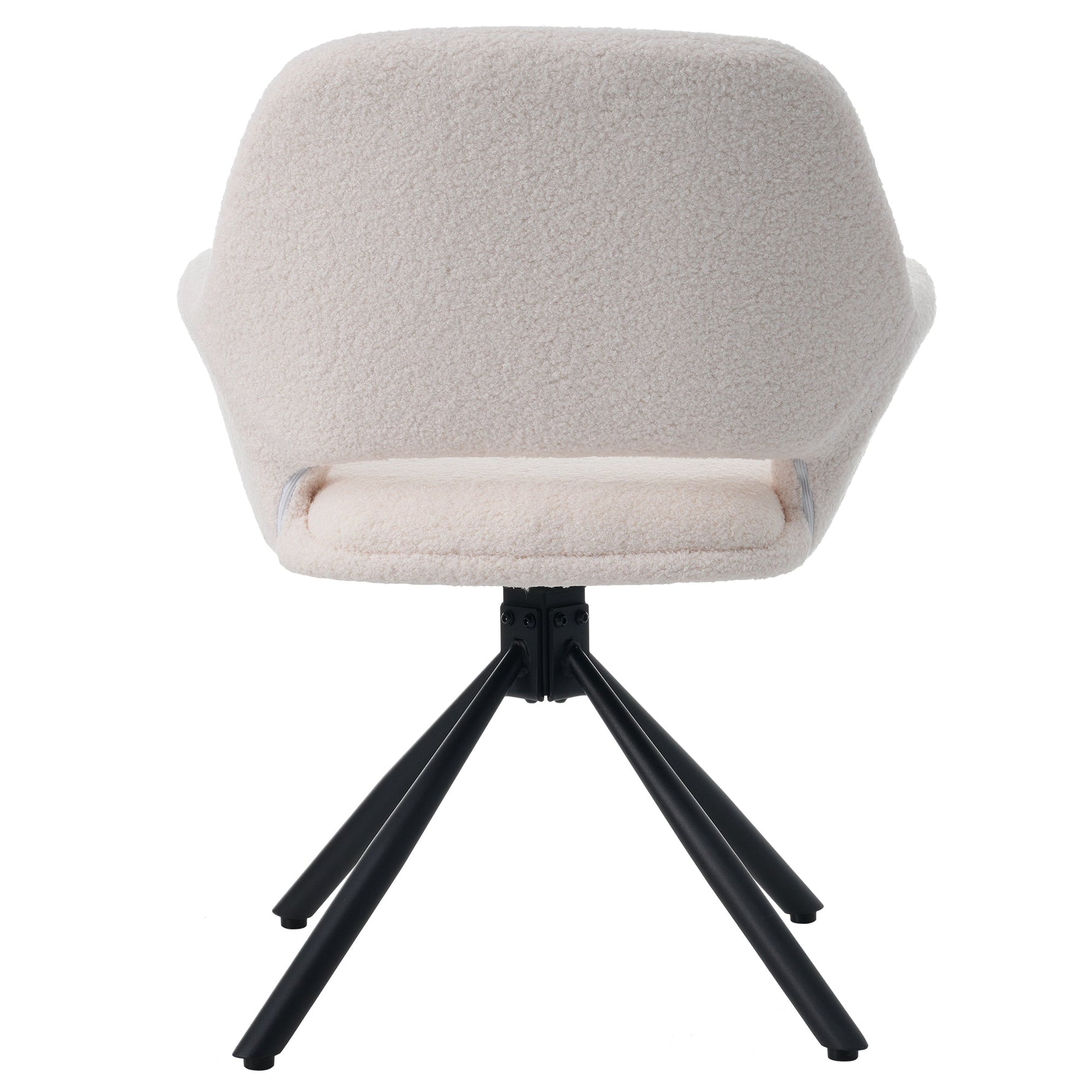Dining Chair Swivel Set of 4 with Handrails - Sherpa White