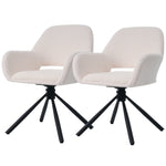 Swivel Dining Chair Set of 2 Sherpa Armrests - White