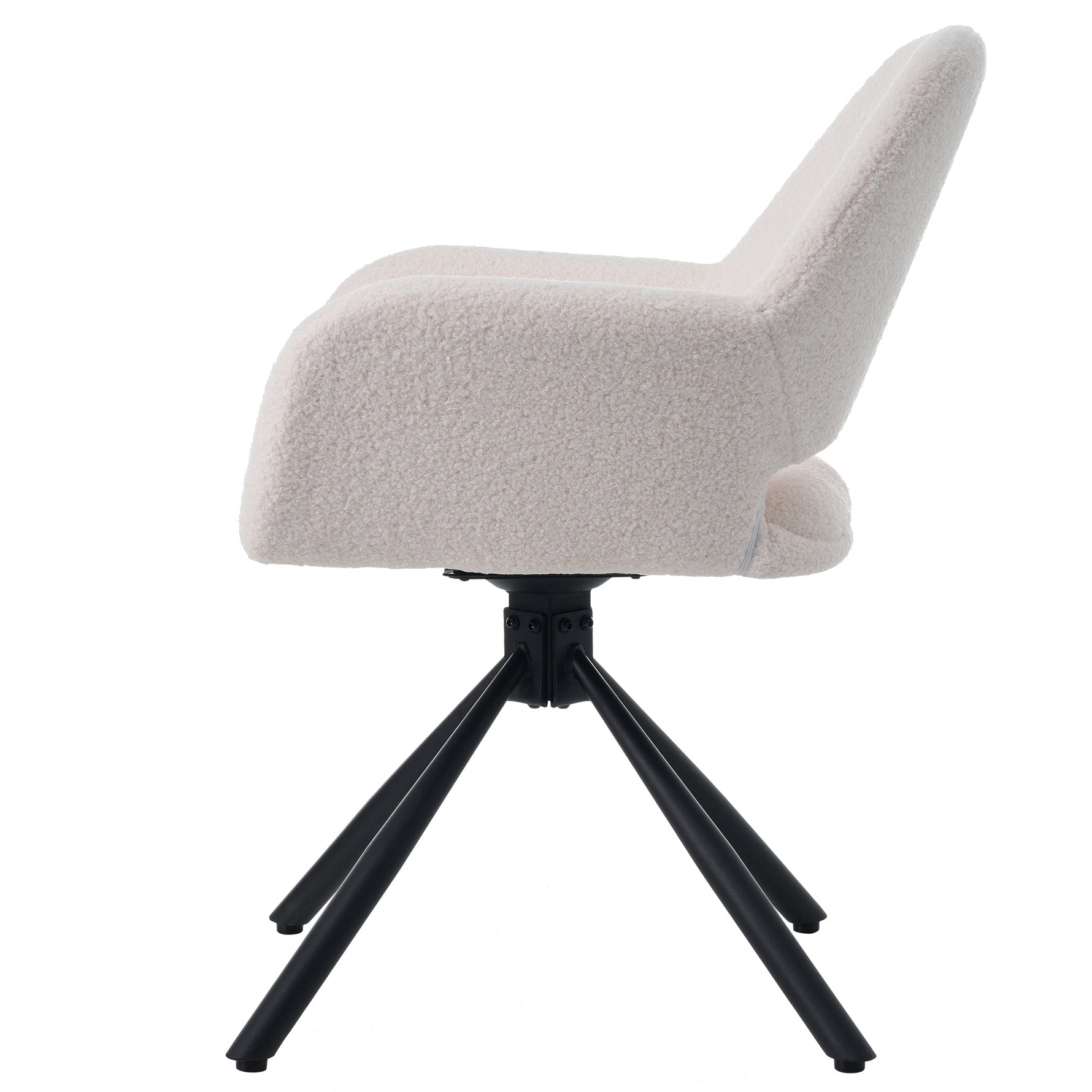 Swivel Dining Chair Set of 2 Sherpa Armrests - White