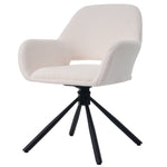 Dining Chair Swivel Set of 4 with Handrails - Sherpa White