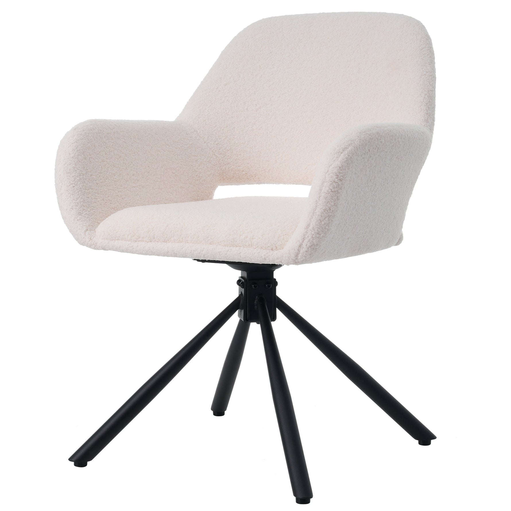 Dining Chair Swivel Set of 4 with Handrails - Sherpa White