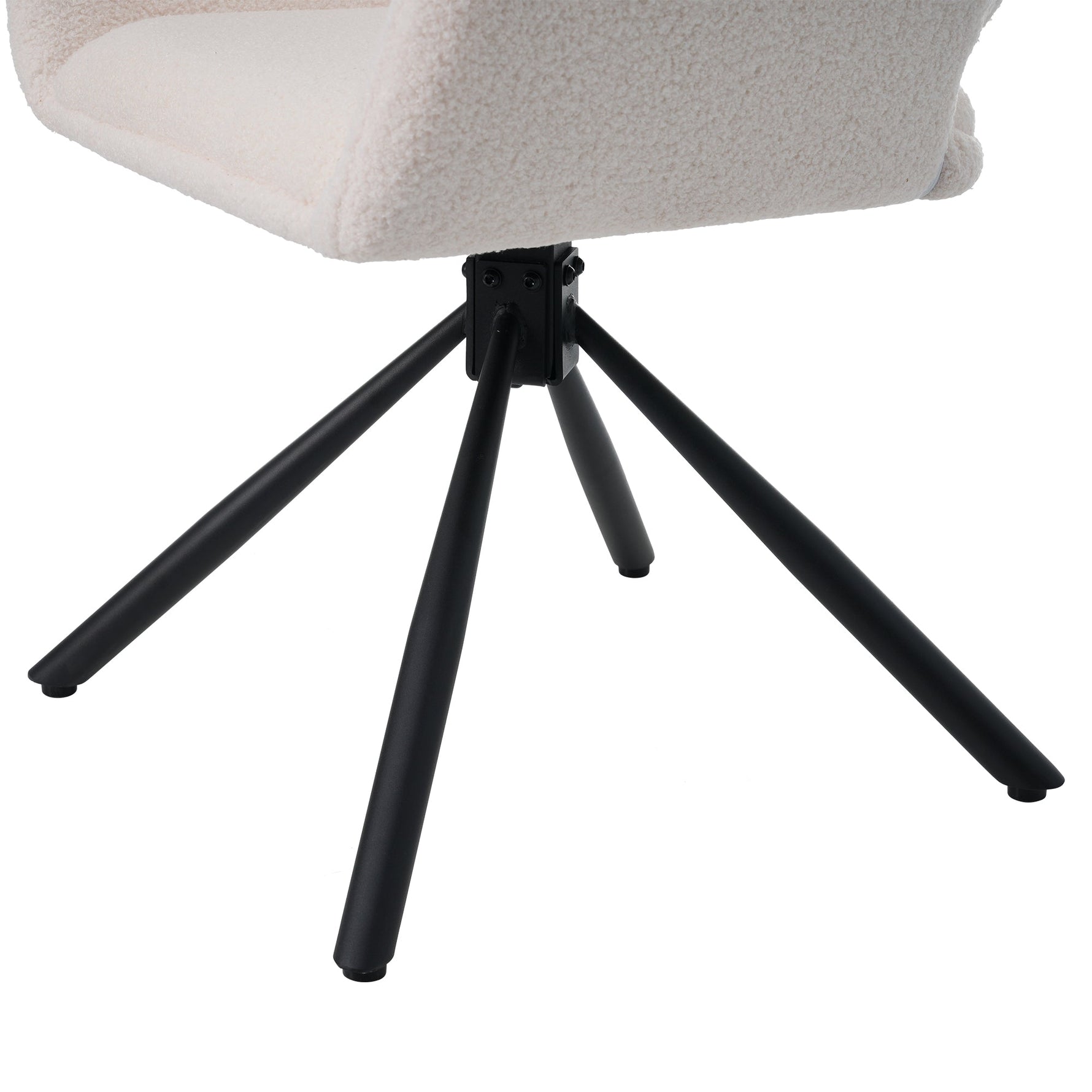Dining Chairs, Set of 6 with Swivel and Handrails, White Sherpa Fabric
