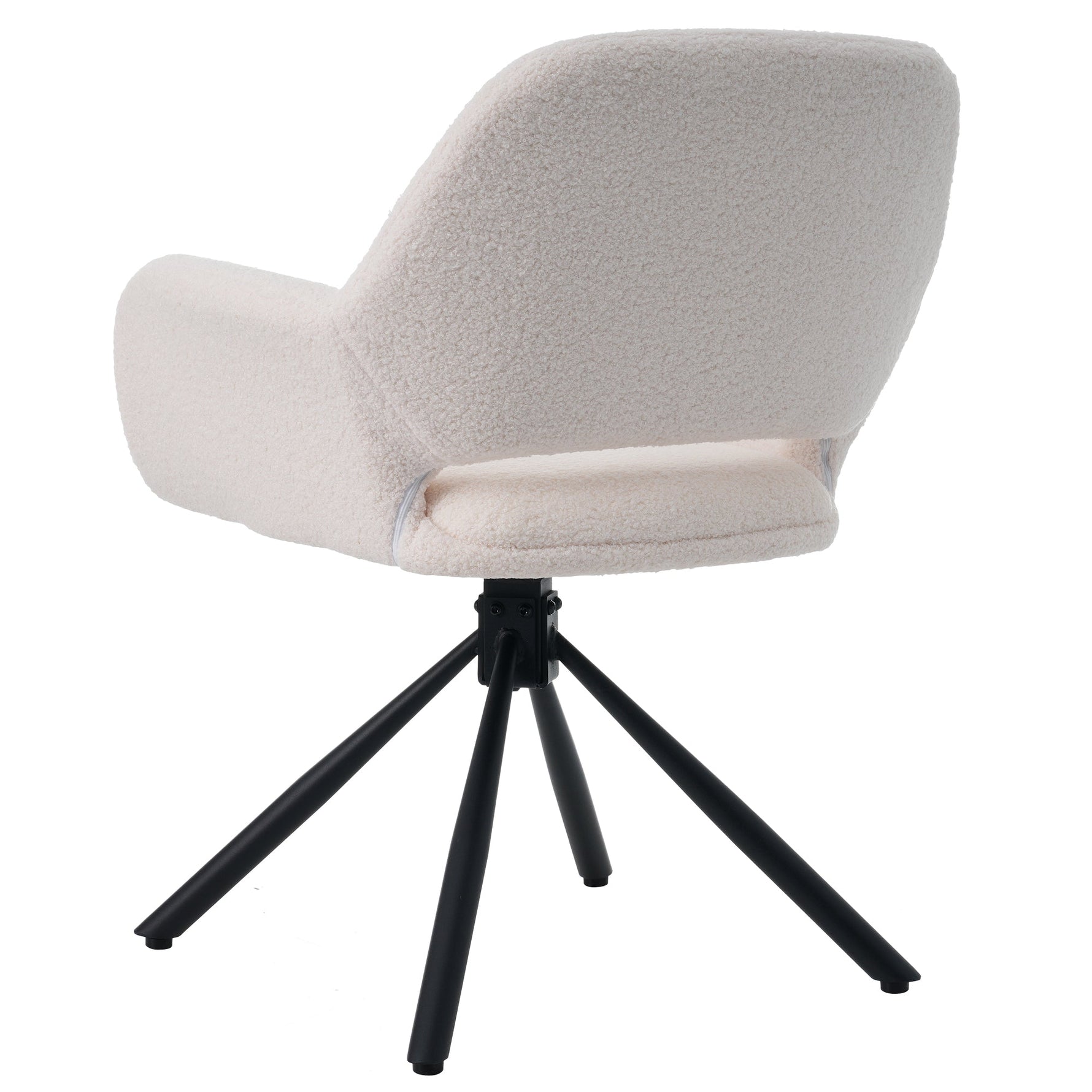 Swivel Dining Chair Set of 2 Sherpa Armrests - White
