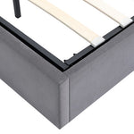 Velvet Upholstered Double Bed with Hydraulic Storage, Grey