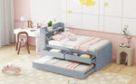 Single Bed, 90x190 Multifunctional with Drawer & USB, Gray Pine