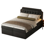 Upholstered Double Bed, 140x200cm Storage Slatted Base, Black