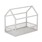 House Bed 90x200cm with Door Solid Wood - White
