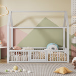 House Bed 90x200cm with Door Solid Wood - White