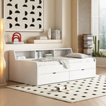 Daybed 90x200cm Single 2 Drawers Storage - White