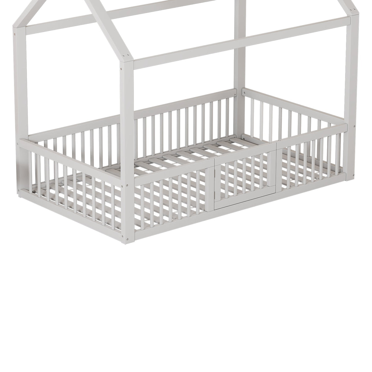House Bed 90x200cm with Door Solid Wood - White