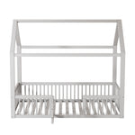 House Bed 90x200cm with Door Solid Wood - White