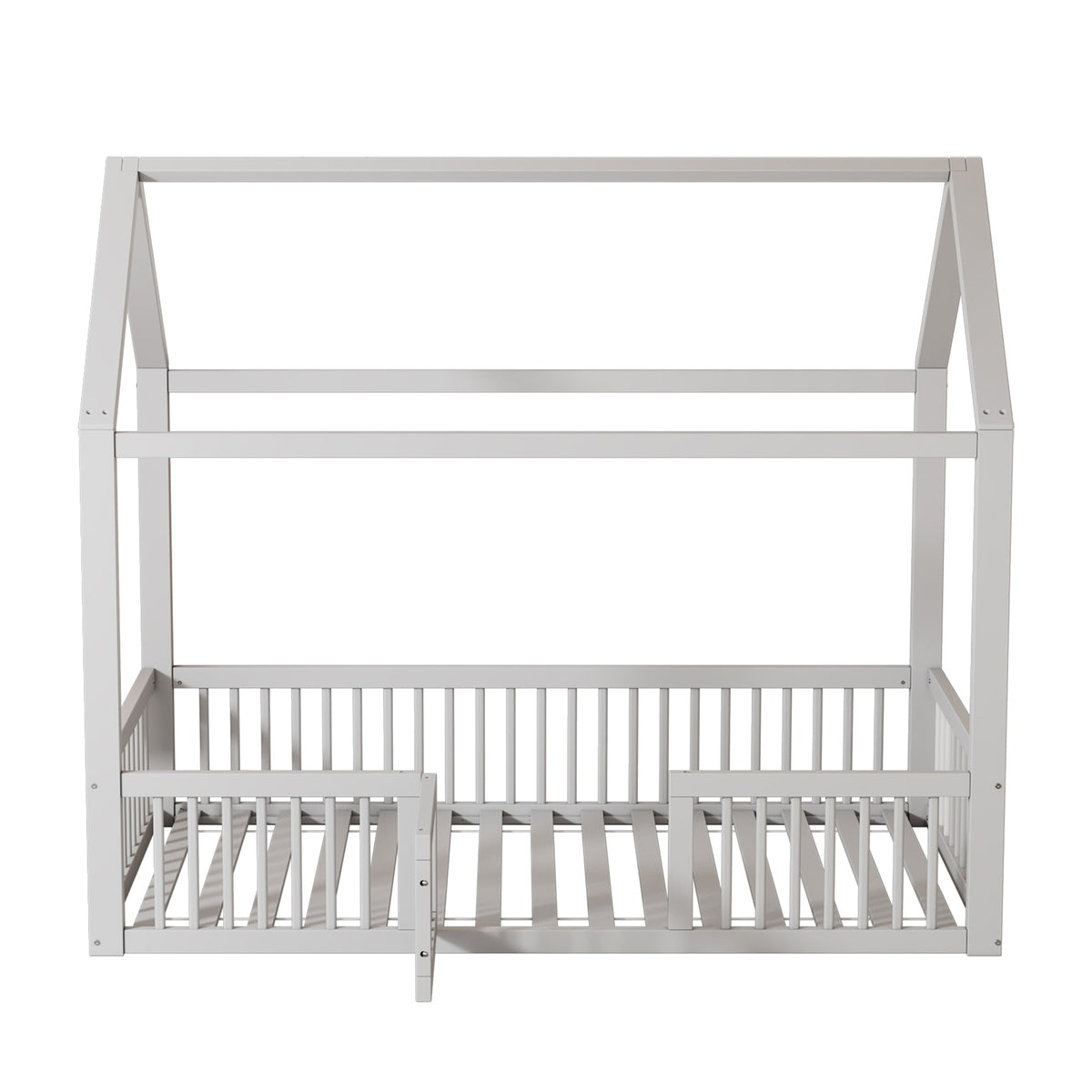 House Bed 90x200cm with Door Solid Wood - White