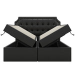 Upholstered Double Bed, 140x200cm Storage Slatted Base, Black