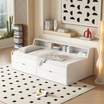 Daybed 90x200cm Single 2 Drawers Storage - White