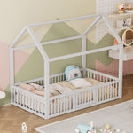 House Bed 90x200cm with Door Solid Wood - White