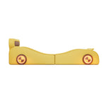 Car-Shaped Upholstered Bed with Light-Up Wheels and Storage, 90x200cm, Yellow PU