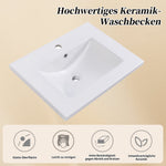 Single Vanity Unit 60cm Base Cabinet with Ceramic Washbasin White