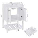 Single Vanity Unit 60cm Base Cabinet with Ceramic Washbasin White