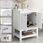 Single Vanity Unit 60cm Base Cabinet with Ceramic Washbasin White